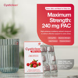 Cysticlean frasco junto a regla para comparar tamaño y cantidad