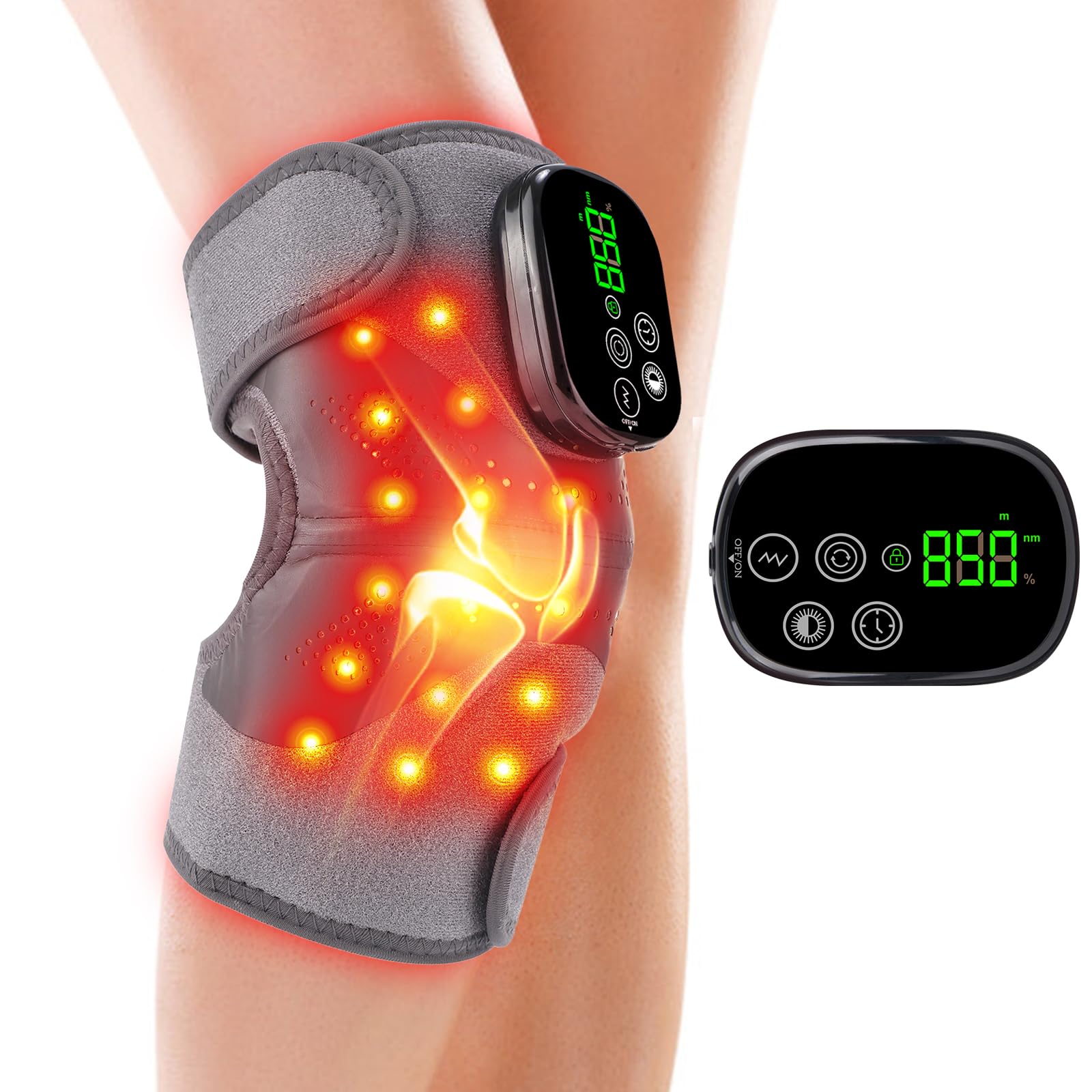 DABLEIBEN vista frontal del masajeador de rodilla con buen ajuste y soporte
