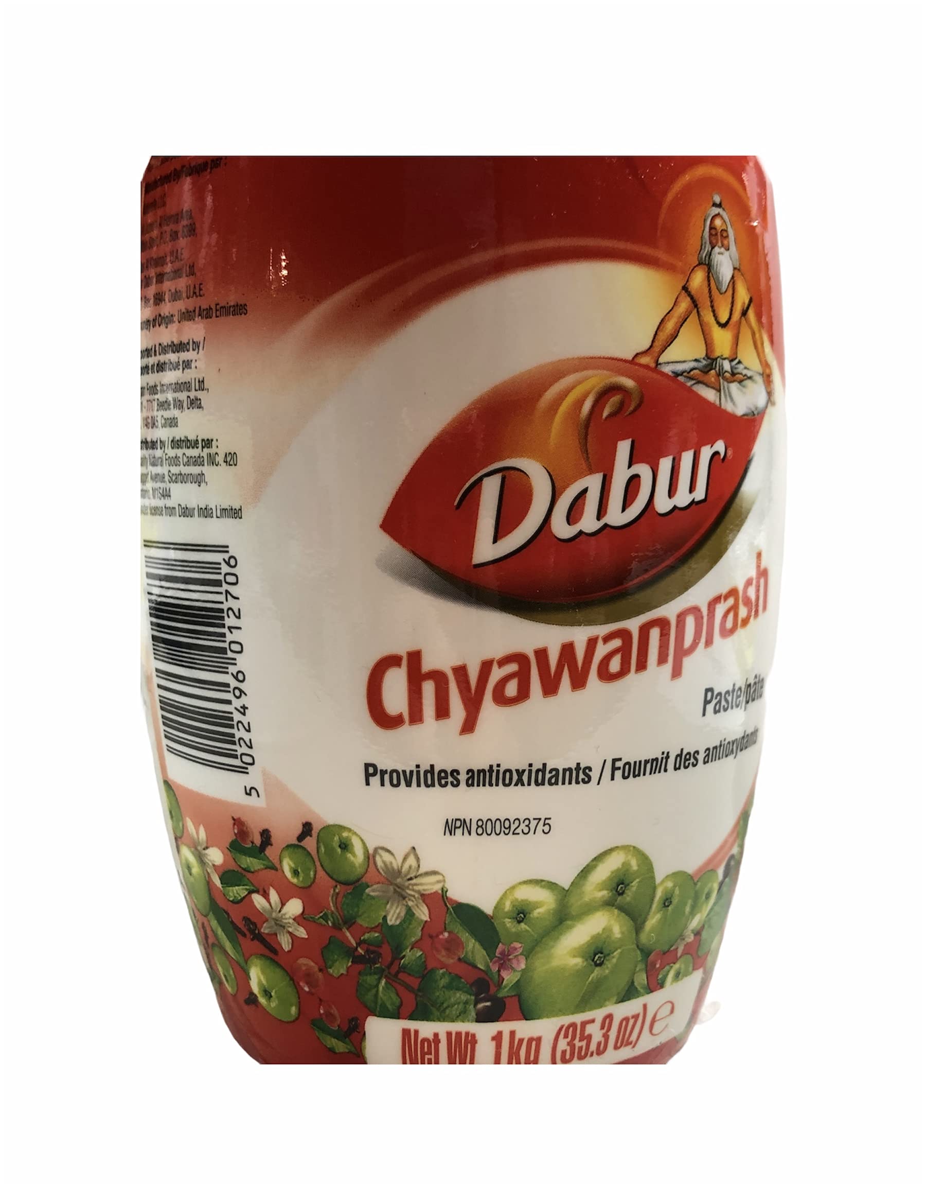 Dabur etiqueta con lista de ingredientes naturales y origen ayurveda