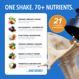 DADFUEL batido servido en vaso, bebida rápida y nutritiva para mañanas