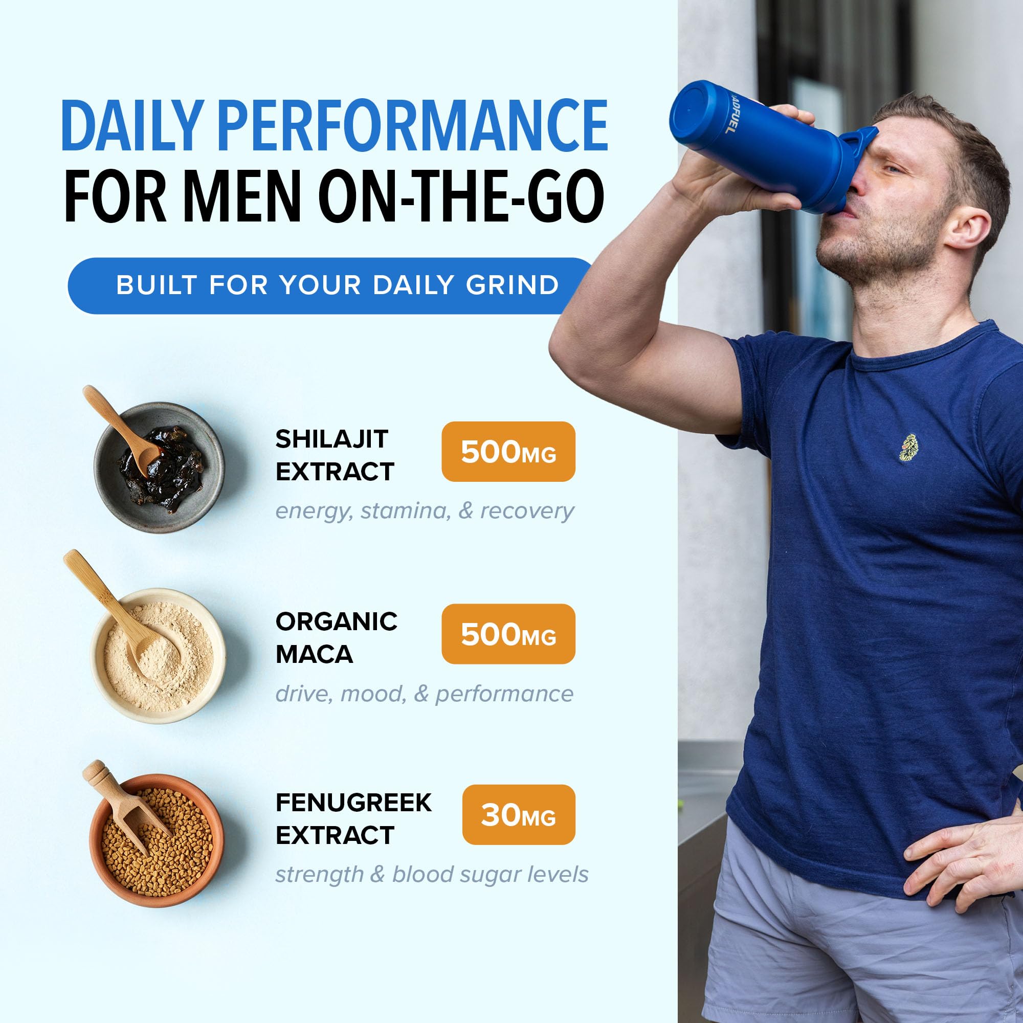 DADFUEL cucharada con porción que destaca los 25 g de proteína
