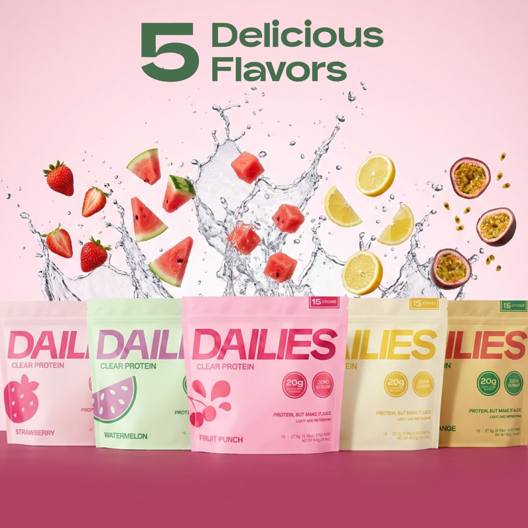 DAILIES etiqueta nutricional destacando 20 g proteína y 0 azúcar