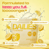 DAILIES polvo en primer plano, textura fina y fácil disolución