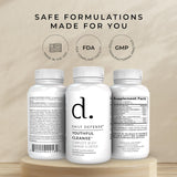 Daily Defense etiqueta con información del producto para lectura clara y confianza