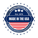 Daily Manufacturing etiqueta con sellos Kosher Non‑GMO y calidad certificada
