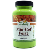 Daily Manufacturing Min-Col® Forte frasco frontal mostrando 250 cápsulas y beneficios de mineralización