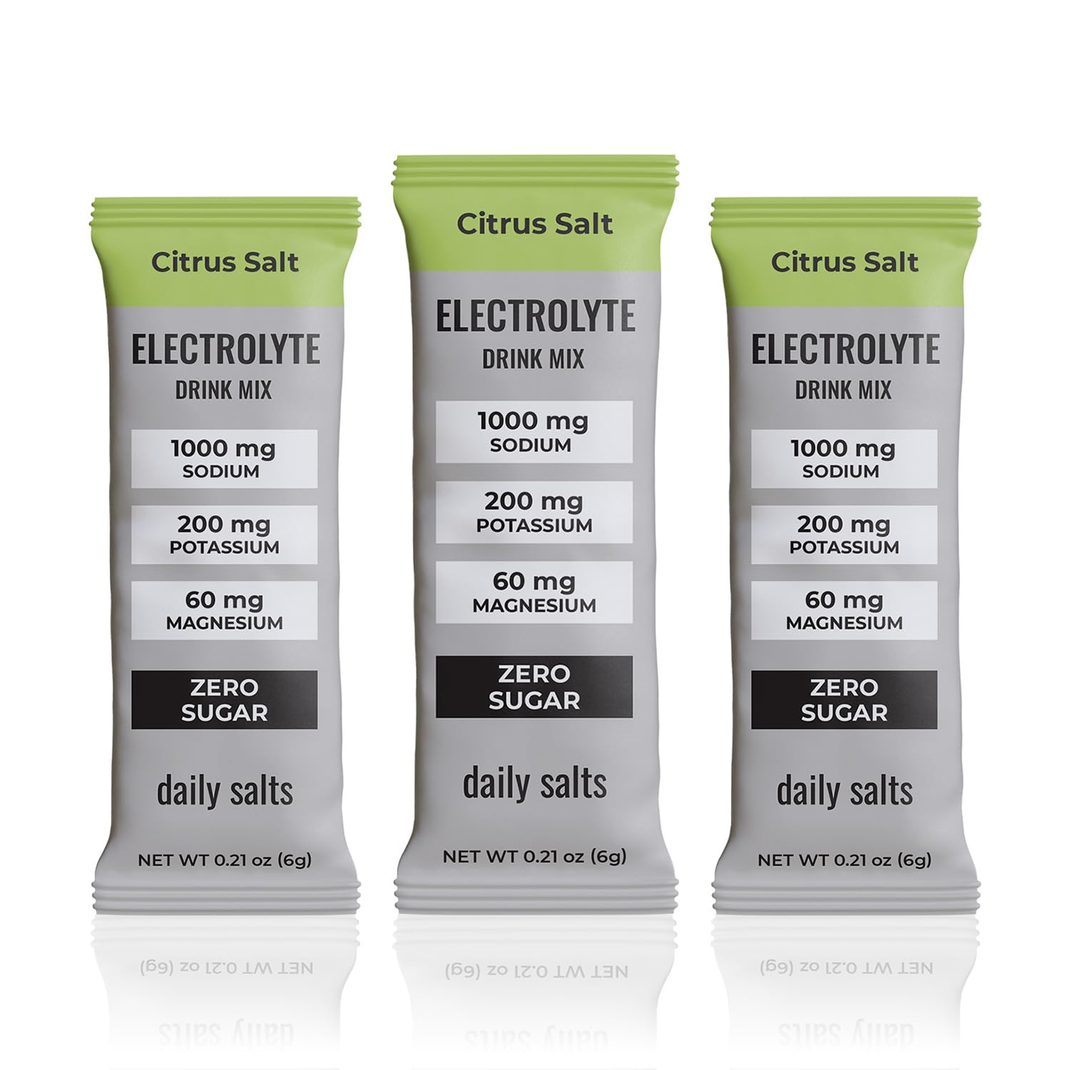 daily salts frente del empaque mostrando 30 sobres y beneficio de portabilidad