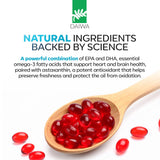 Daiwa Krill Oil envase en encimera de cocina junto a alimentos saludables