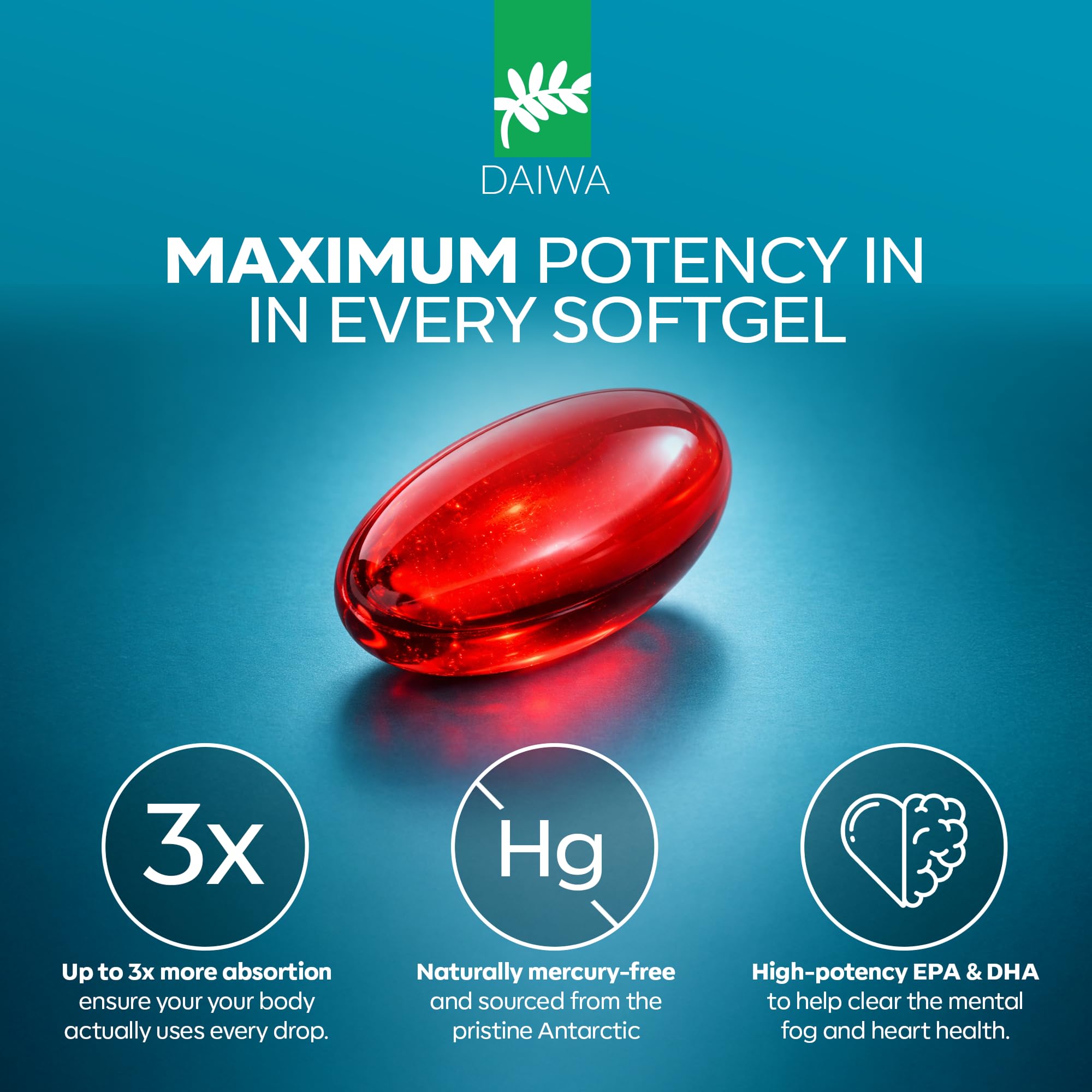 Daiwa Krill Oil etiqueta nutricional legible con información de EPA y DHA