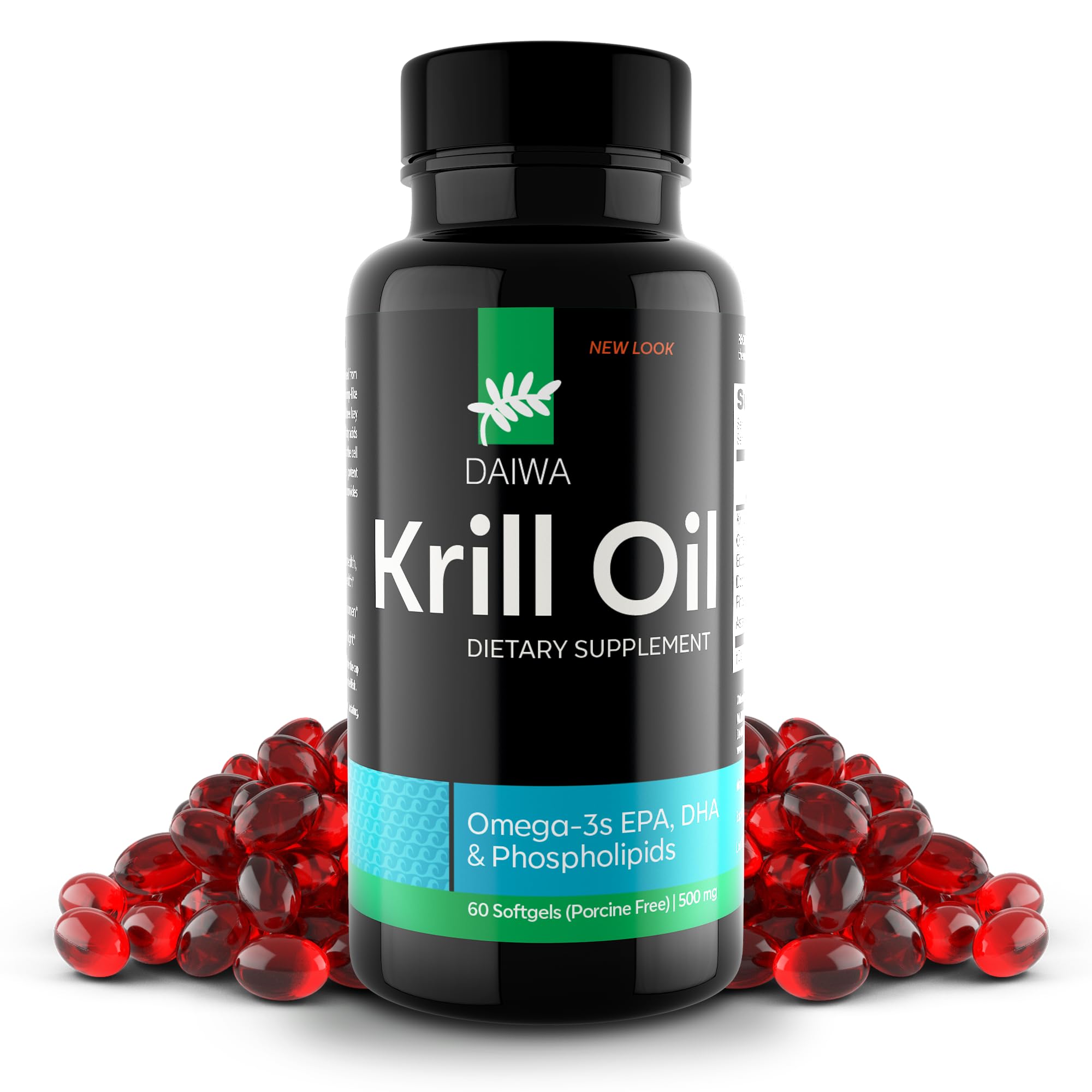 Daiwa Krill Oil vista frontal del envase mostrando presentación y volumen