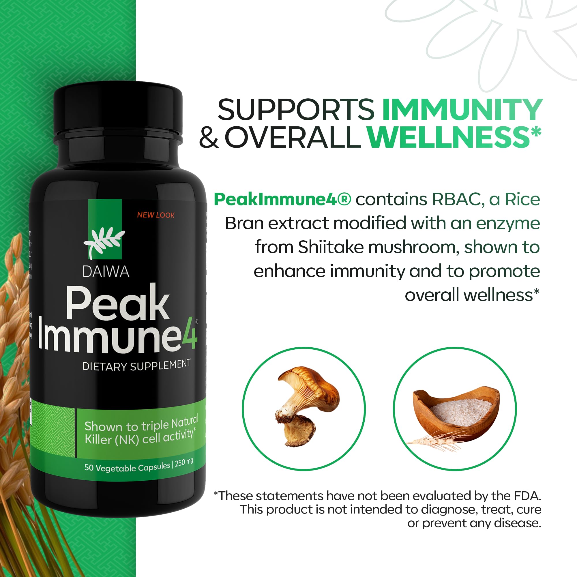 Cápsula de PeakImmune4 mostrando textura y fácil ingestión por Daiwa