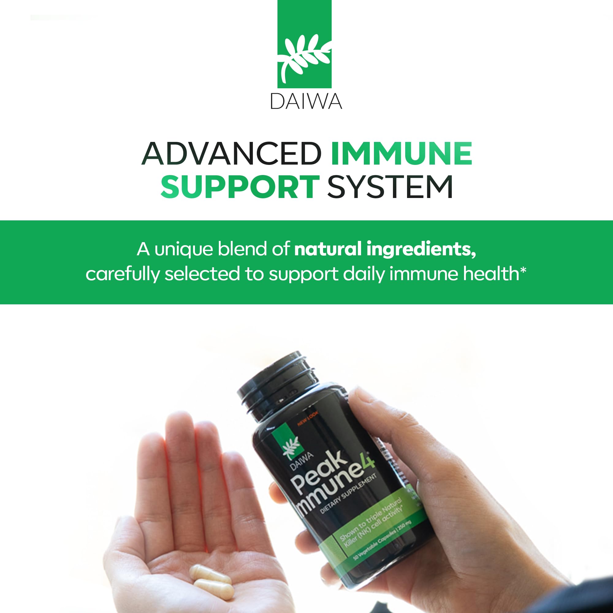 Etiqueta de Daiwa PeakImmune4 con información nutricional clara y segura