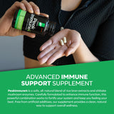 Comparación de tamaño del envase de 50 cápsulas PeakImmune4 para planificación Daiwa