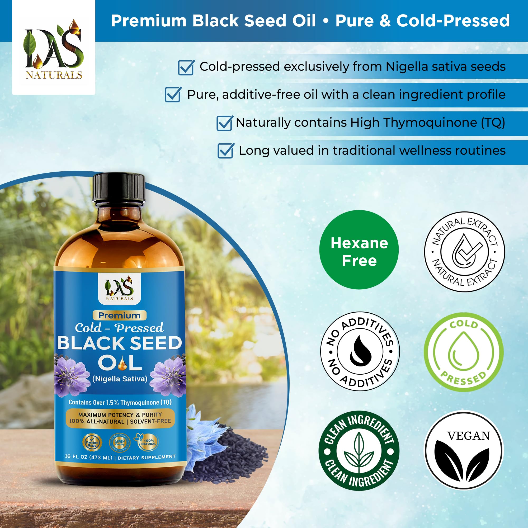 Das Naturals aceite usado en aderezo culinario resaltando sabor natural