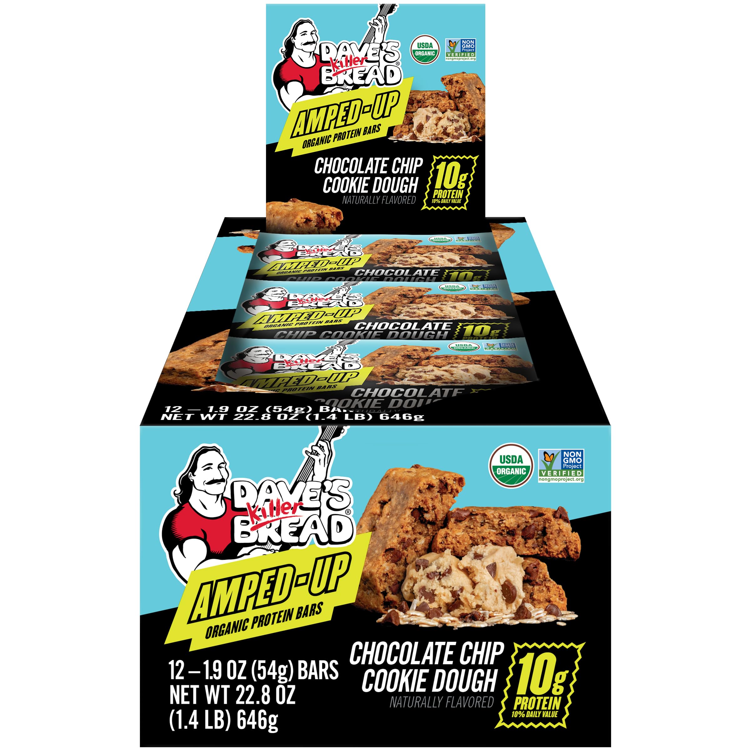 Dave's Killer Bread barrita sin envoltorio mostrando textura y chispas