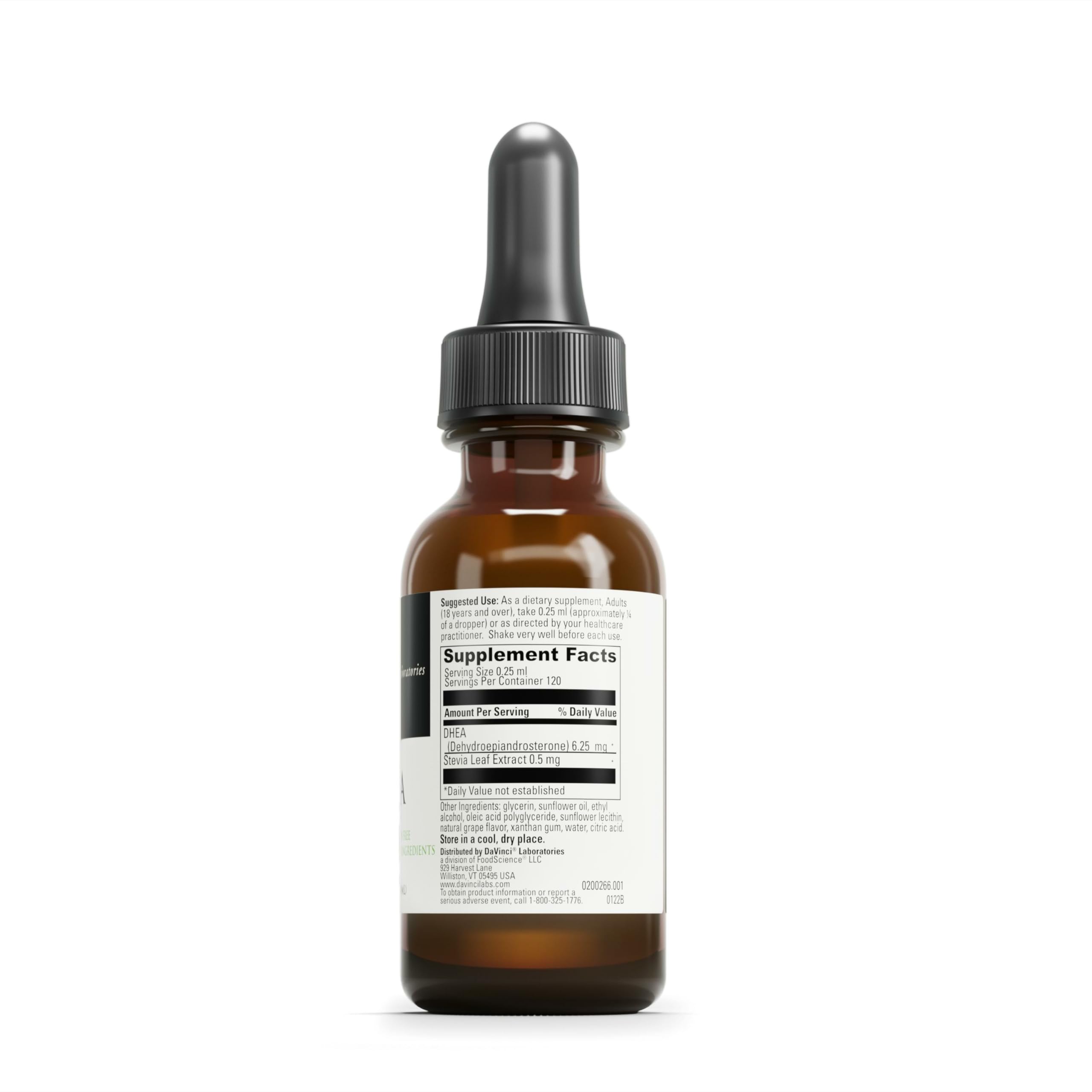 DAVINCI detalle de la textura líquida del DHEA liposomal que facilita la dosificación precisa