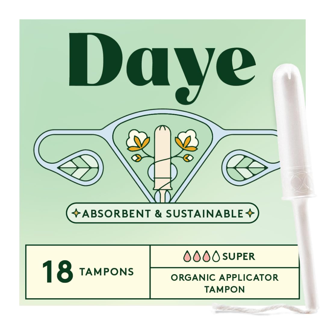 Daye tampón Super frontal del embalaje muestra marca y información