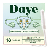 Daye presentación frontal con caja y tampones visible, confianza pura