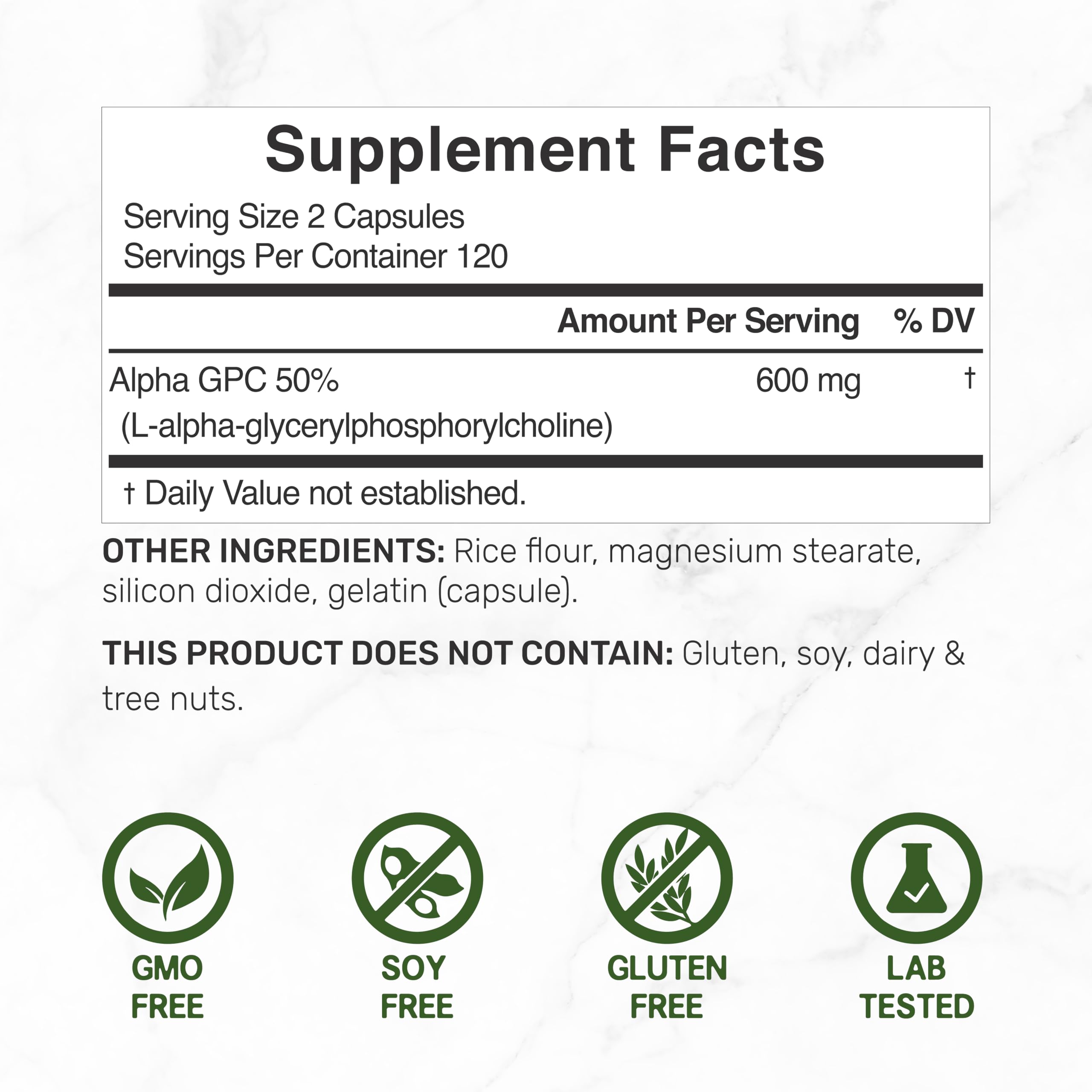 DEAL SUPPLEMENT detalle de cápsulas Alpha GPC mostrando textura y pureza