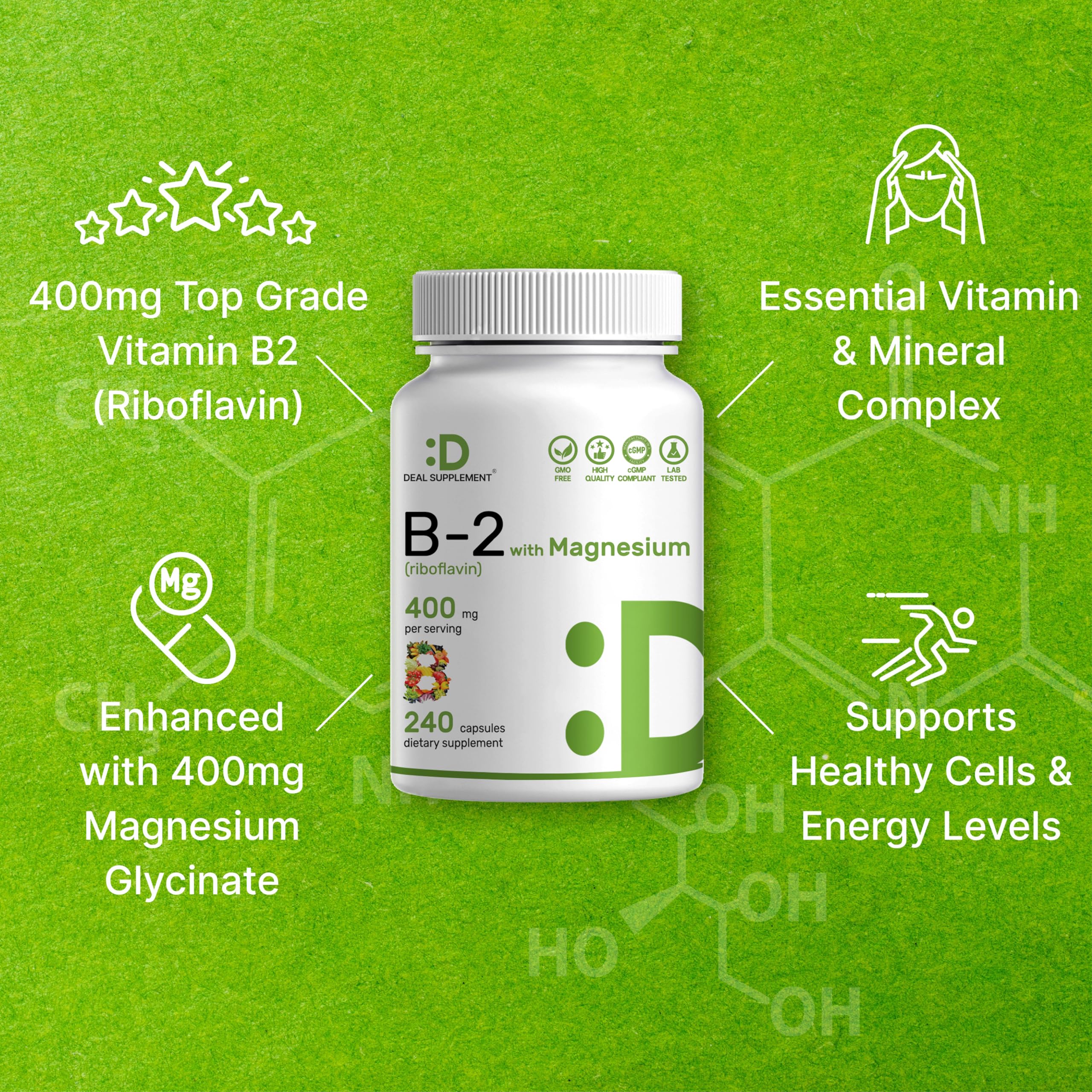 DEAL SUPPLEMENT etiqueta con información nutricional y certificaciones, aporta transparencia de calidad