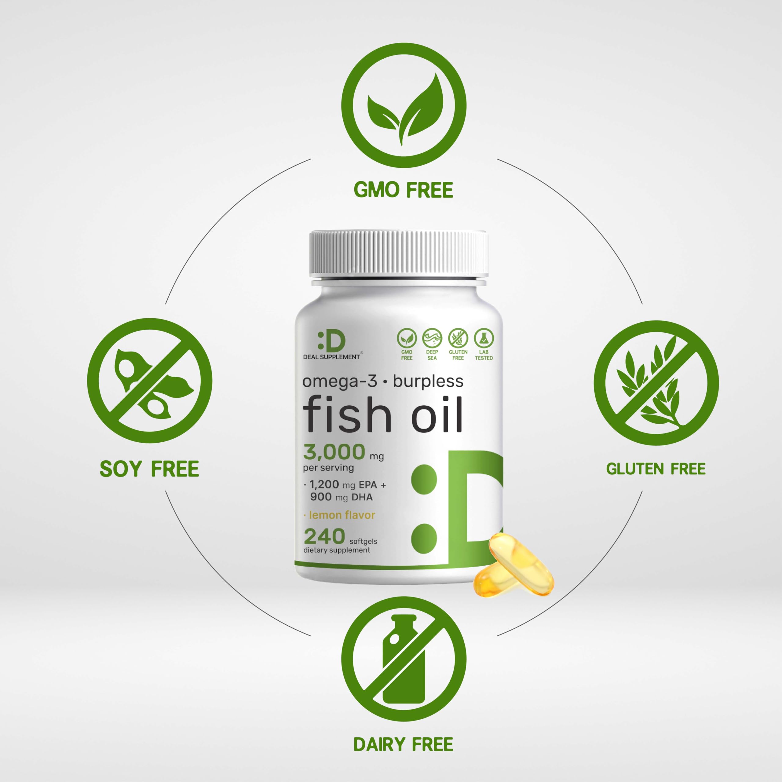 DEAL SUPPLEMENT cápsula entre dedos para apreciar tamaño y facilidad de deglución