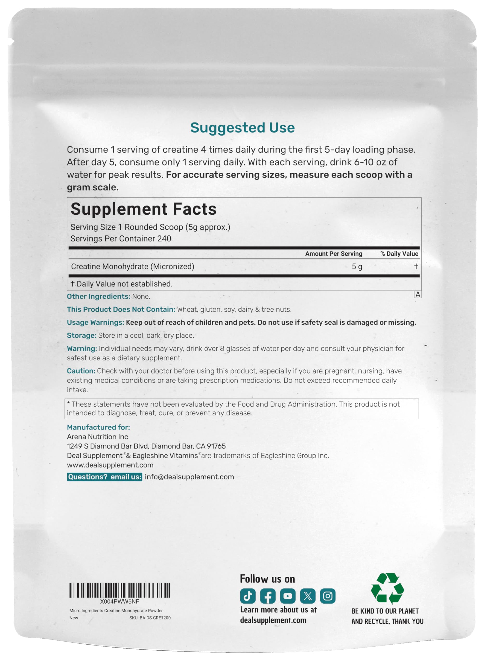 DEAL SUPPLEMENT batido en gimnasio, apoya entrenamientos intensos