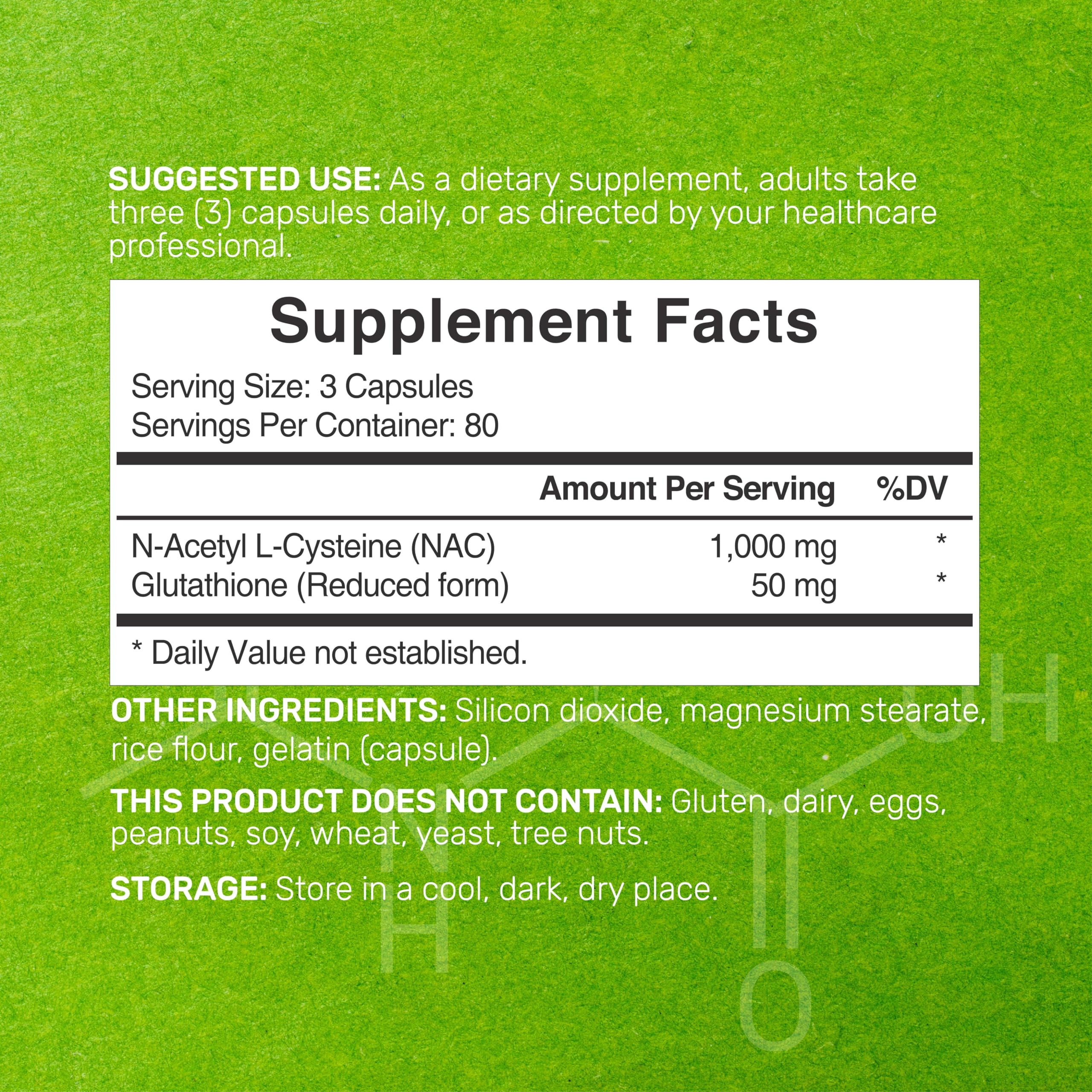 Deal Supplement etiqueta detalle con información de NAC y glutatión visible