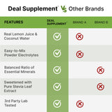 DEAL SUPPLEMENT etiqueta con ingredientes clave y beneficios visibles