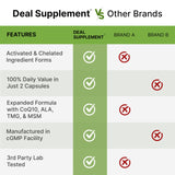 DEAL SUPPLEMENT etiqueta con ingredientes y formas metiladas visibles