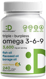 DEAL SUPPLEMENT frasco frontal del omega 3-6-9, formato alto contenido