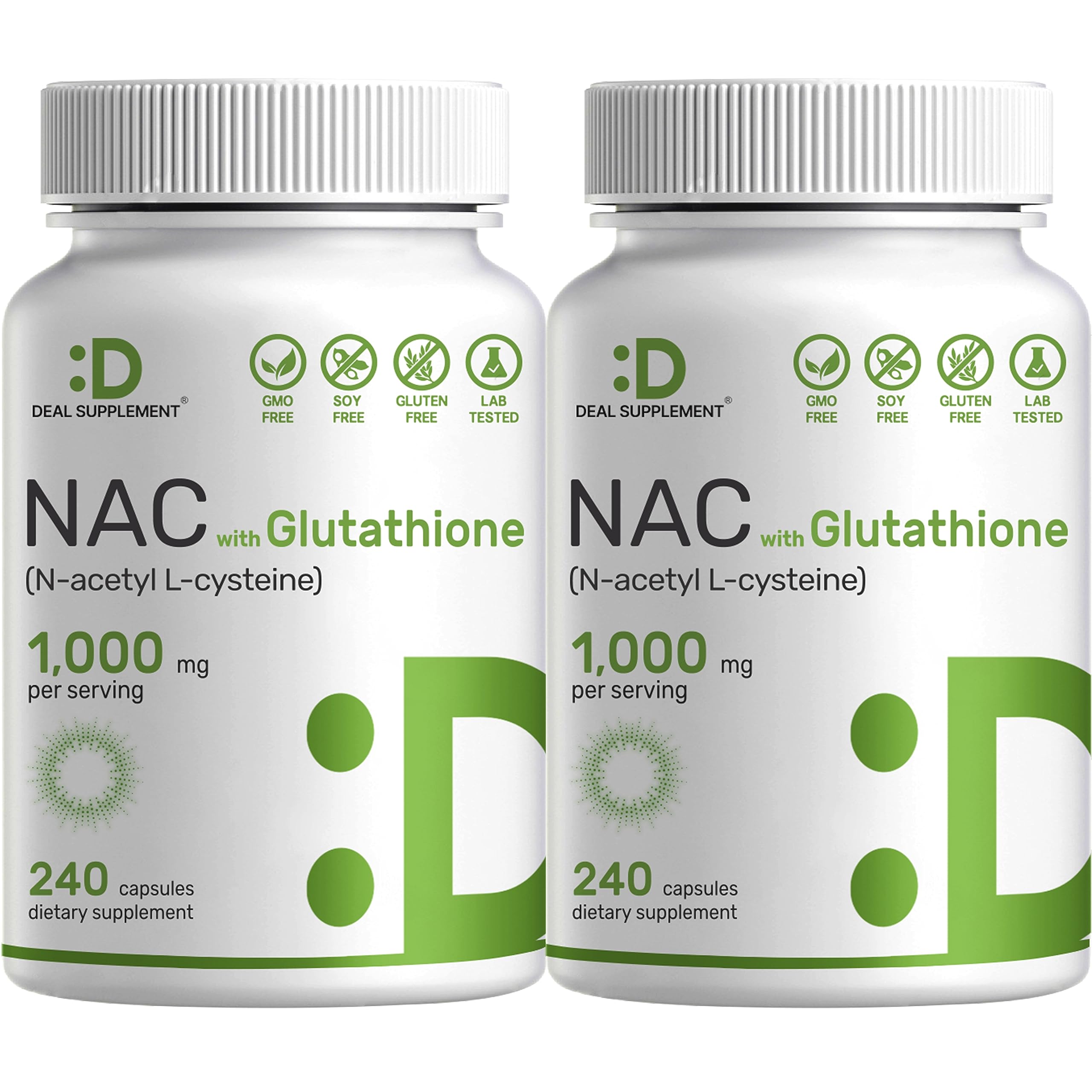 DEAL SUPPLEMENT frasco frontal mostrando 240 cápsulas y beneficio de suministro prolongado