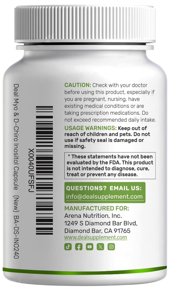 DEAL SUPPLEMENT ingredientes clave (inositoles, folato, vitamina D3) visibles