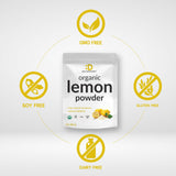 DEAL SUPPLEMENT polvo de limón disolviéndose en batido, realza sabor cítrico
