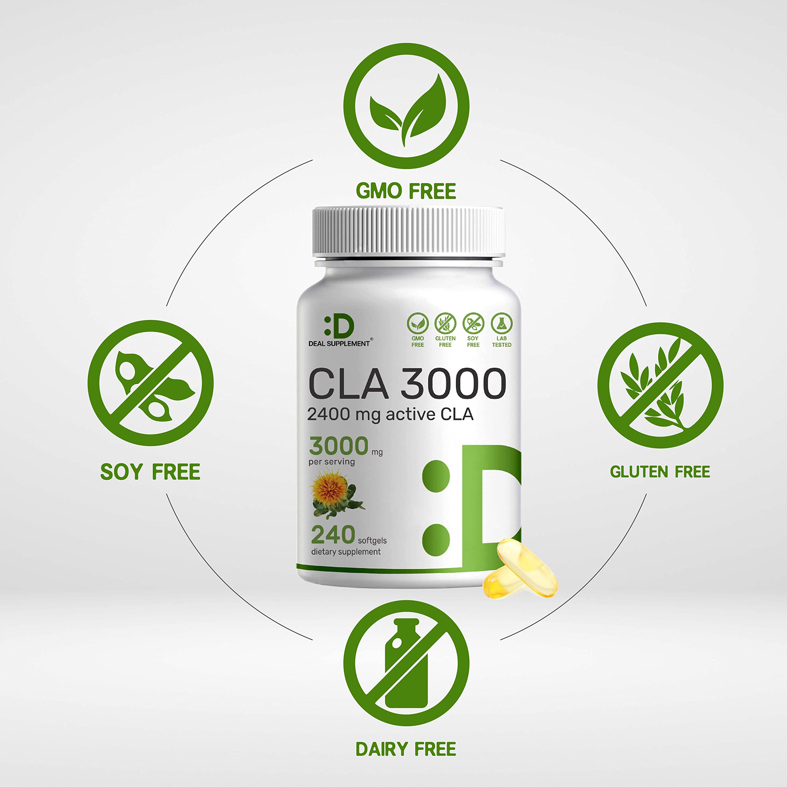 DEAL SUPPLEMENT frasco abierto con softgels visibles para control de dosis