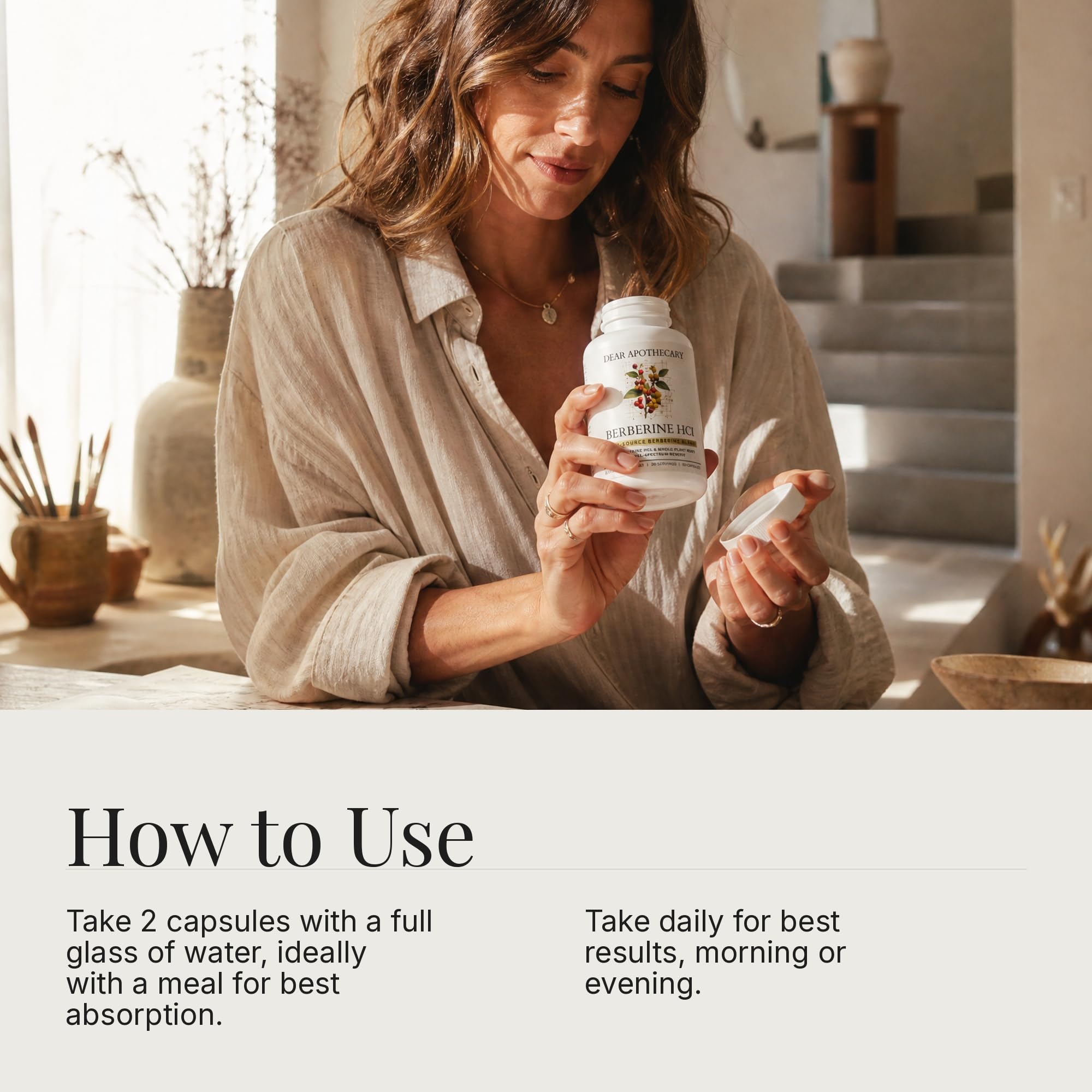 Dear Apothecary etiqueta cercana con ingredientes y certificaciones legibles