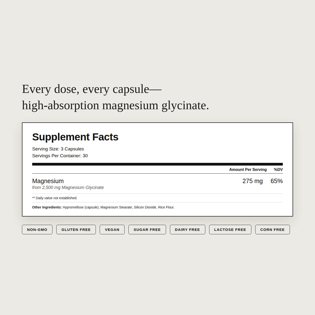 Dear Apothecary etiqueta con información de 275 mg y verificación química