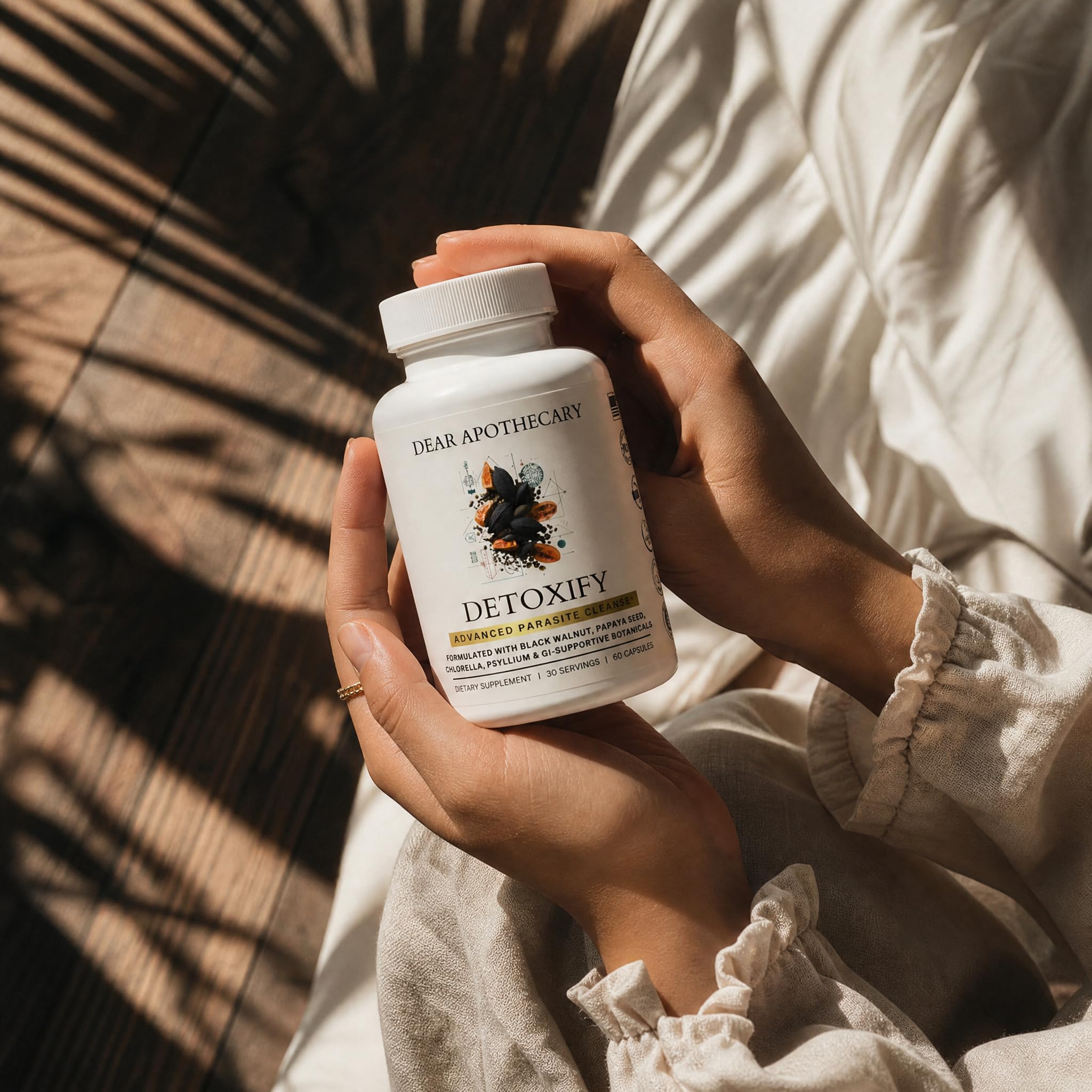 Dear Apothecary semillas de papaya y cáscara de nuez negra como origen botánico