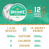 Deckiez etiqueta con ingredientes y 50 mg cafeína por sobre, información clara