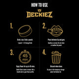 Deckiez persona en movimiento usando un sobre, conveniencia y discreción