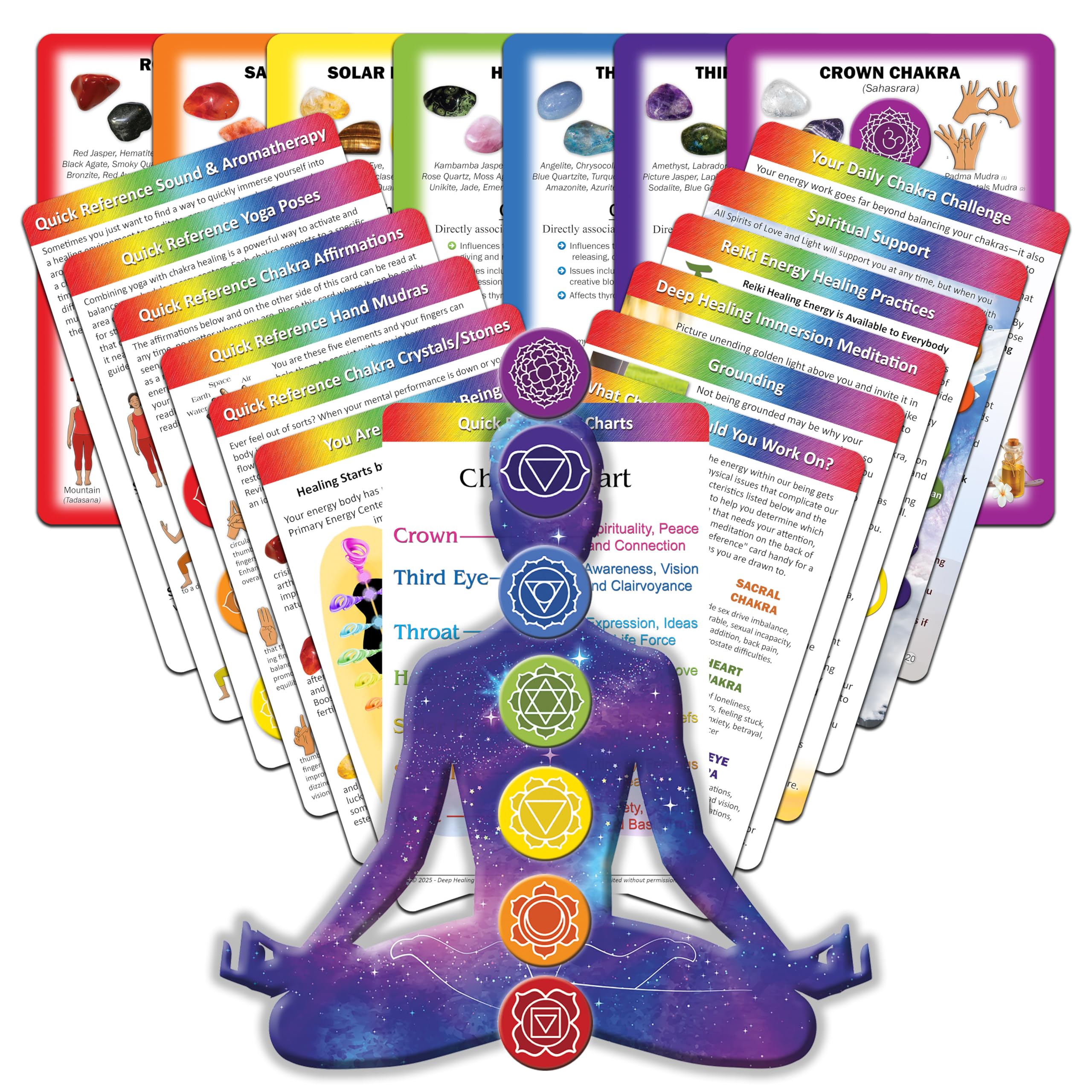 Deep Healing Light cartas a doble cara con afirmaciones claras y meditaciones