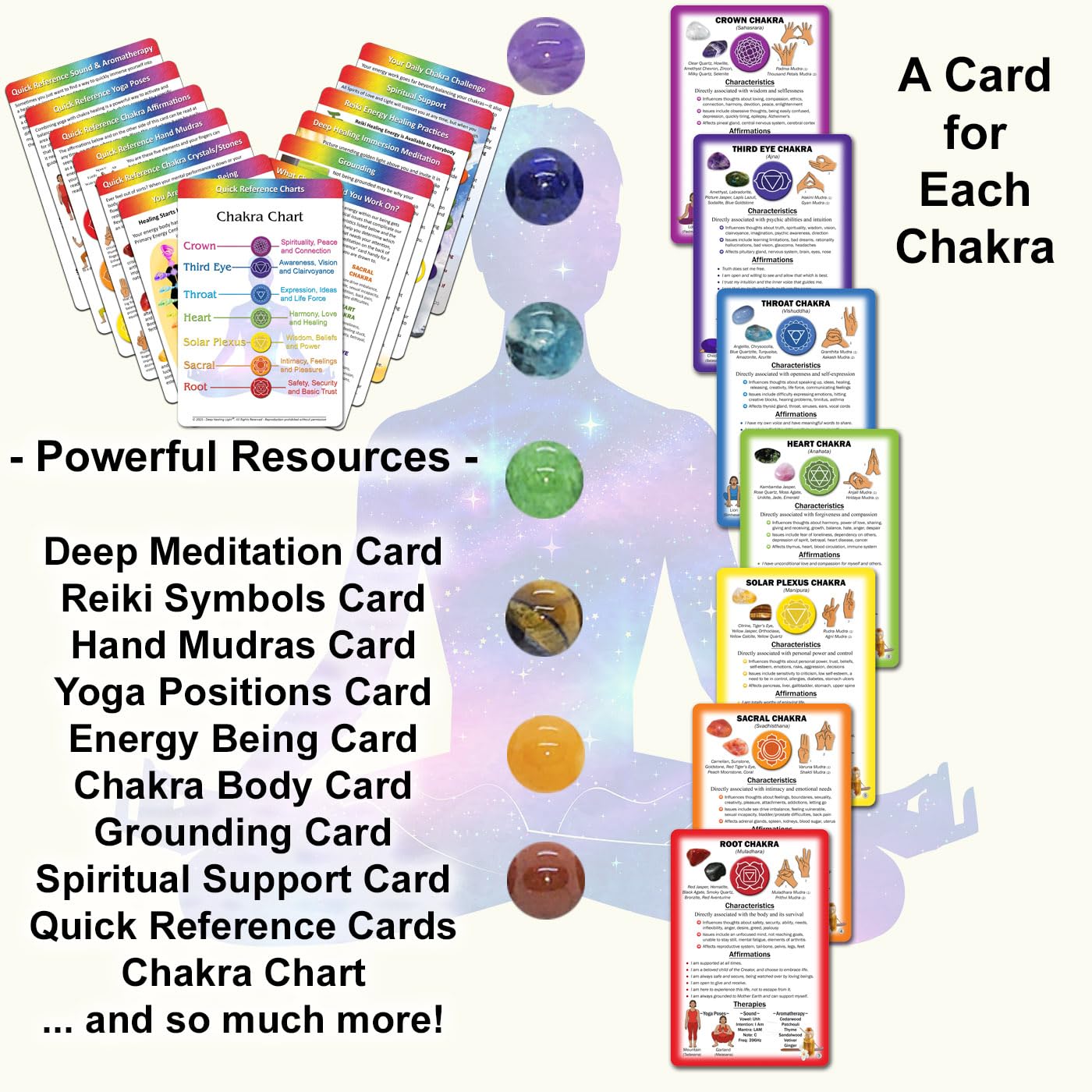 Deep Healing Light uso de cartas durante meditación para enfoque y calma