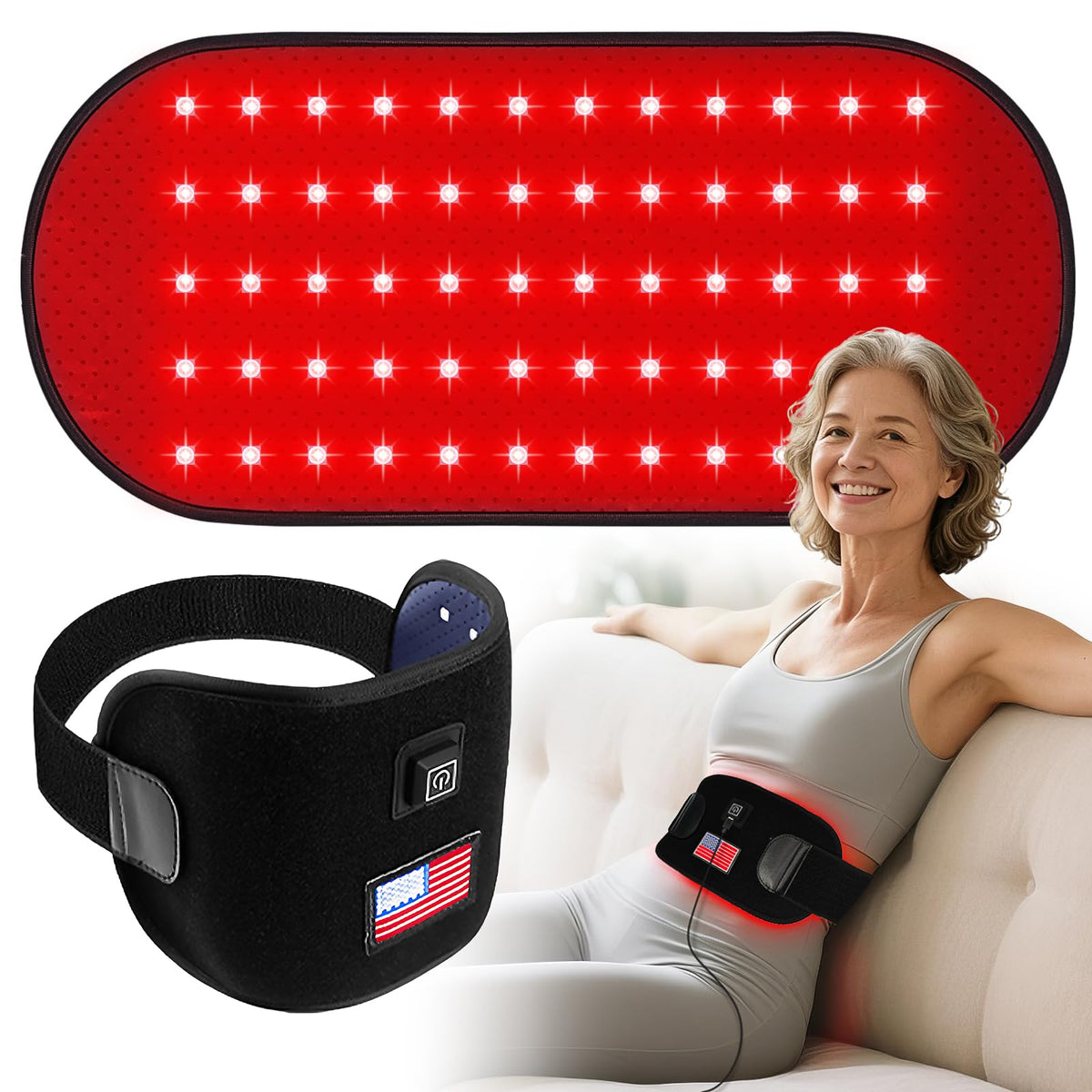 Deerbaba lámpara frontal mostrando matriz de leds para terapia eficiente