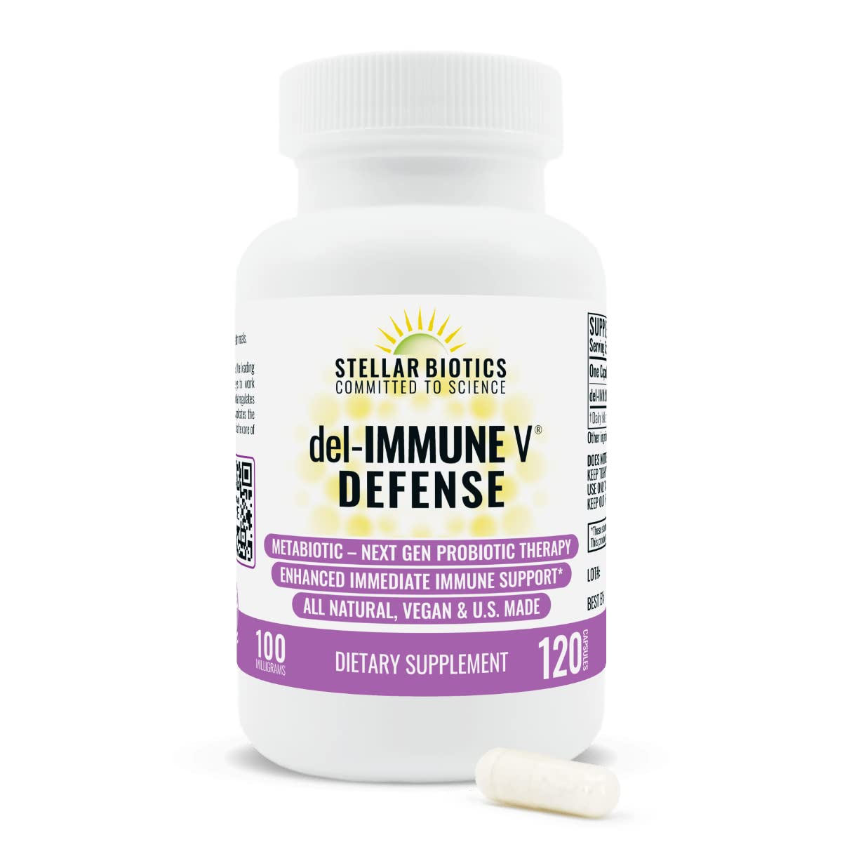 Del-Immune V frasco frontal mostrando etiqueta y beneficios visibles