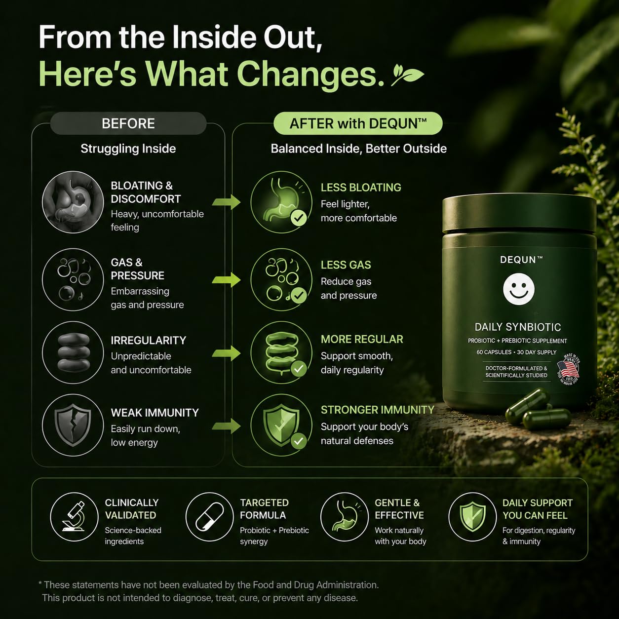 DEQUN Seeds frasco dentro de bolso sugiriendo portabilidad