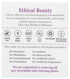 DERMA-E empaque y etiqueta en detalle indicando ingredientes y certificaciones limpias