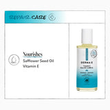 Derma E etiqueta en primer plano indicando vitamina E y fórmula limpia