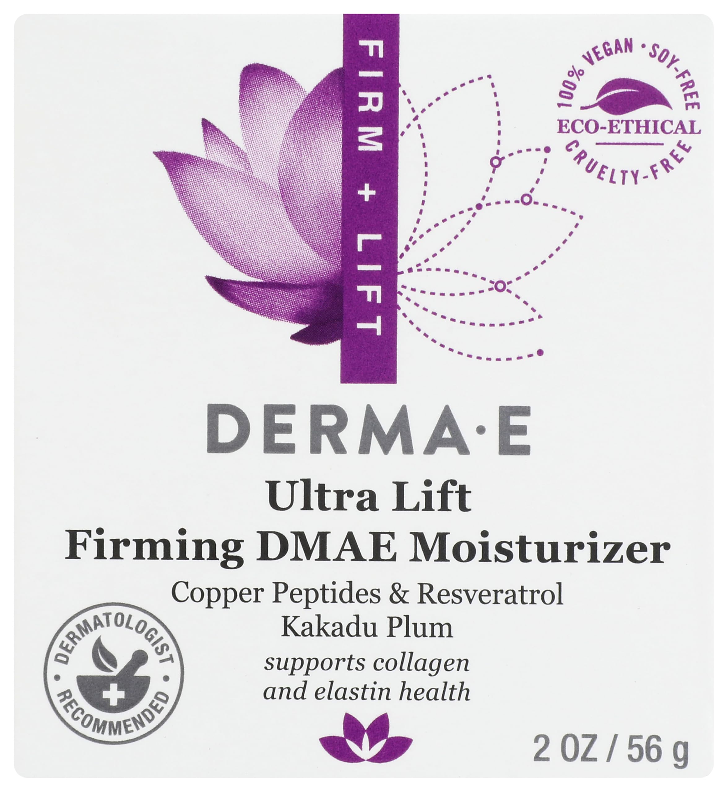 DERMA-E frasco delantero mostrando diseño y tamaño del producto para hidratación