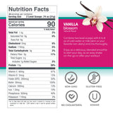 Designer Wellness Aria escena de estilo de vida con batido y frutas, apoyo a rutina saludable