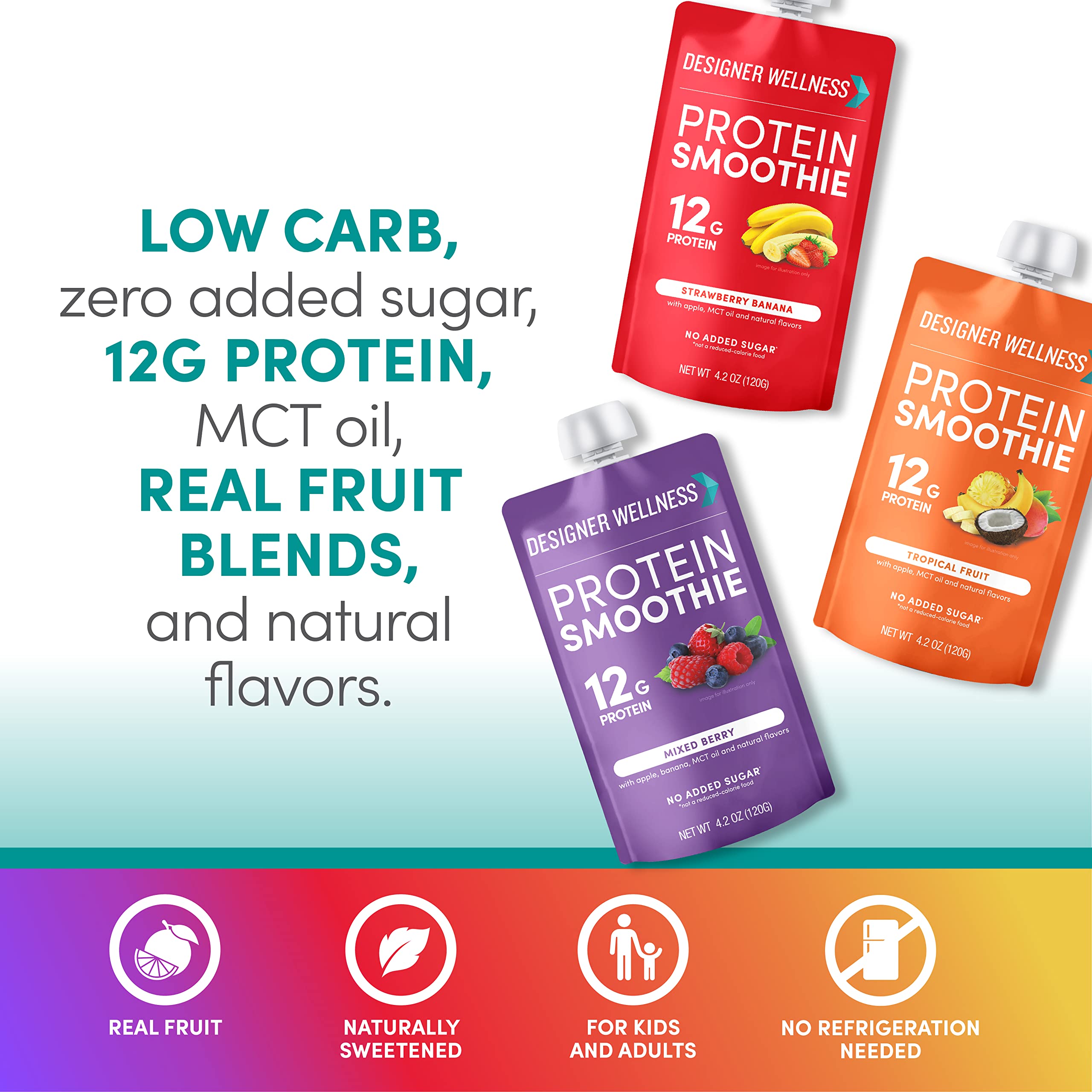 Primer plano de la textura cremosa del smoothie Designer Wellness y su aspecto natural