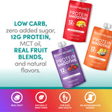 Primer plano de la textura cremosa del smoothie Designer Wellness y su aspecto natural